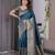 turquoise soft art silk banarasi jacuard work designer party wear saree with unstitched blouse piece