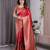 red soft art silk banarasi jacuard work designer party wear saree with unstitched blouse piece