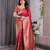 red soft art silk banarasi jacuard work designer party wear saree with unstitched blouse piece