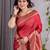 red soft art silk banarasi jacuard work designer party wear saree with unstitched blouse piece