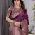 wine soft art silk banarasi jacuard work designer party wear saree with unstitched blouse piece