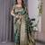 green soft art silk banarasi jacuard work designer party wear saree with unstitched blouse piece