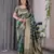 green soft art silk banarasi jacuard work designer party wear saree with unstitched blouse piece