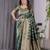 green soft art silk banarasi jacuard work designer party wear saree with unstitched blouse piece