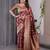 maroon soft art silk banarasi jacuard work designer party wear saree with unstitched blouse piece