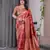 red soft art silk banarasi jacuard work designer party wear saree with unstitched blouse piece