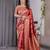 red soft art silk banarasi jacuard work designer party wear saree with unstitched blouse piece