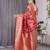 red soft art silk banarasi jacuard work designer party wear saree with unstitched blouse piece