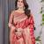 red soft art silk banarasi jacuard work designer party wear saree with unstitched blouse piece