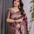 wine soft art silk banarasi jacuard work designer party wear saree with unstitched blouse piece