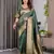 green soft art silk banarasi jacuard work designer party wear saree with unstitched blouse piece