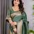 green soft art silk banarasi jacuard work designer party wear saree with unstitched blouse piece