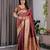maroon soft art silk banarasi jacuard work designer party wear saree with unstitched blouse piece