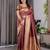 maroon soft art silk banarasi jacuard work designer party wear saree with unstitched blouse piece