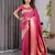 pink silk blend banarasi saree with unstitched blouse piece