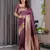 purple soft art silk banarasi jacuard work designer party wear saree with unstitched blouse piece