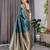 turquoise soft art silk banarasi jacuard work designer party wear saree with unstitched blouse piece