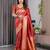 red soft art silk banarasi jacuard work designer party wear saree with unstitched blouse piece