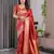 red soft art silk banarasi jacuard work designer party wear saree with unstitched blouse piece