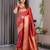red soft art silk banarasi jacuard work designer party wear saree with unstitched blouse piece
