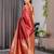red soft art silk banarasi jacuard work designer party wear saree with unstitched blouse piece