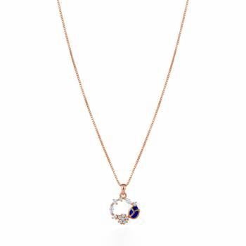 Latest stylish rose gold plated cz american diamond pendant necklace set with earrings for women 2