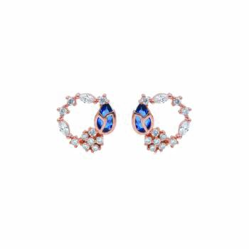 Latest stylish rose gold plated cz american diamond pendant necklace set with earrings for women 3
