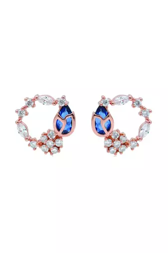 Latest stylish rose gold plated cz american diamond pendant necklace set with earrings for women