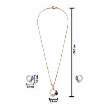 Latest stylish rose gold plated cz american diamond pendant necklace set with earrings for women 4