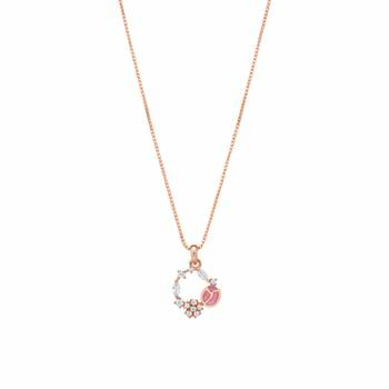 Latest stylish rose gold plated cz american diamond pendant necklace set with earrings for women 3