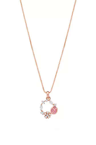 Latest stylish rose gold plated cz american diamond pendant necklace set with earrings for women