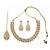 Gold plated traditional floral necklace set with earrings & maangtikka for women