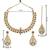 Gold plated traditional floral necklace set with earrings & maangtikka for women
