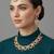 Gold plated traditional floral necklace set with earrings & maangtikka for women