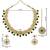 Gold plated traditional kundan-style necklace set with earrings & maangtikka