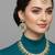 Gold plated traditional kundan-style necklace set with earrings & maangtikka