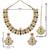 Gold plated traditional kundan-style necklace set with earrings & maangtikka