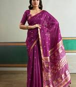 magenta silk blend weaving handloom festival wear saree
