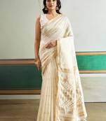 white silk blend weaving handloom festival wear saree