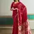 red silk blend weaving handloom festival wear saree
