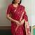 red silk blend weaving handloom festival wear saree