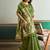 olive silk blend weaving handloom festival wear saree
