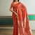 orange silk blend weaving handloom festival wear saree