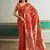 orange silk blend weaving handloom festival wear saree