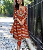 Orange Color Chanderi Fabric Beautiful Festive Wear Readyamde Kurta Set With Dupatta