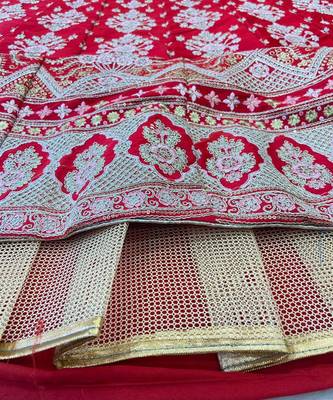 Red  Satin Embroidery Lehenga Choli 4