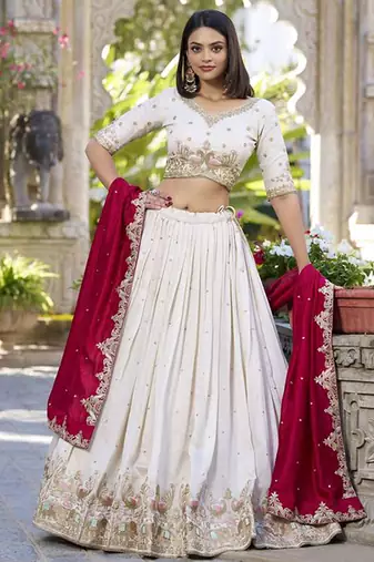 Off White silk blend Lehenga Choli