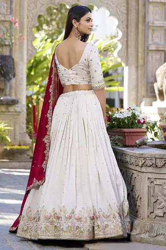 Off White silk blend Lehenga Choli