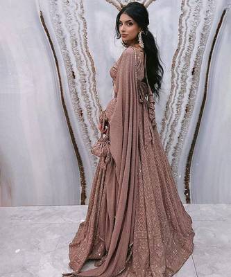 Pink Georgette Lucknowi Embroidery Work Lehenga Choli 2