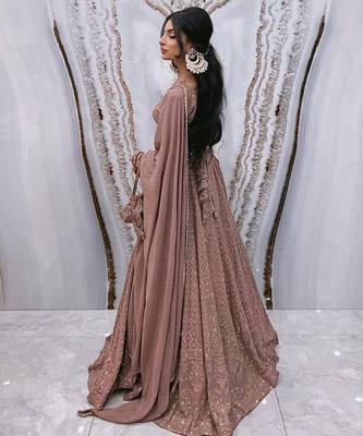Pink Georgette Lucknowi Embroidery Work Lehenga Choli 3